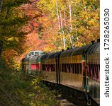 The Conway Scenic Railway train as it travels through the White Mountain National Forest near Bartlett, New Hampshire