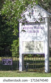 CONWAY, SC/USA- APRIL 26 2020: Kingston Presbyterian Church Has A Sign That It Is Closed On Through April 1st. 