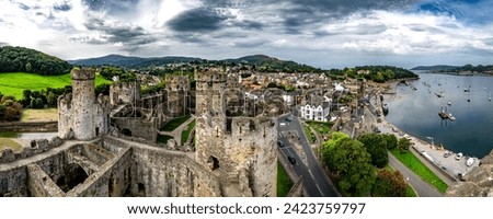 Conwy Castle With City And River Conwy In North Wales, United Kingdom