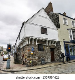 CONWY, WALES - MARCH 13, 2019: A view of the only medieval merchant's house in Conwy and is one of the oldest dateable houses in Wales