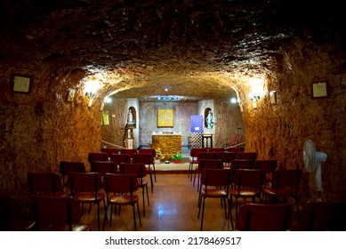 Coober Pedy, Australia- May 4, 2022: St Peter and St Paul Catholic Underground Church
