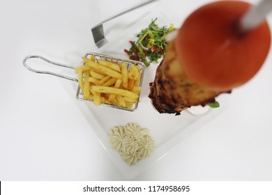 Cook fries grilled meat shawarma - Shutterstock ID 1174958695