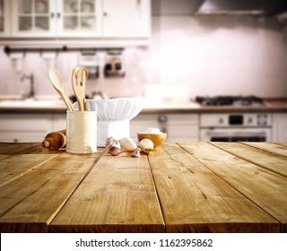 cook hat and kitchen interior  - Powered by Shutterstock