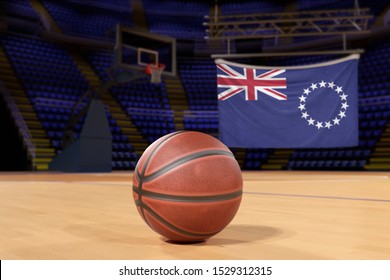 Cook Islands flag and basketball on Court Floor - Powered by Shutterstock