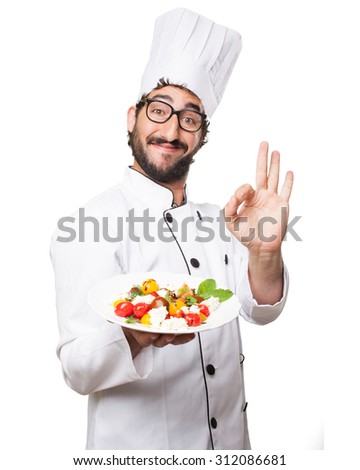 cook man allright sign with salad