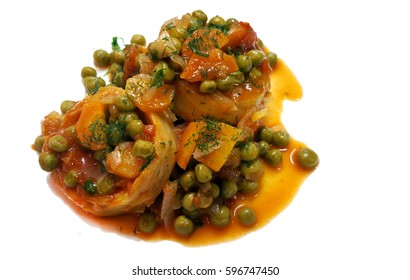 Cooked Artichoke With Green Peas And Carrots