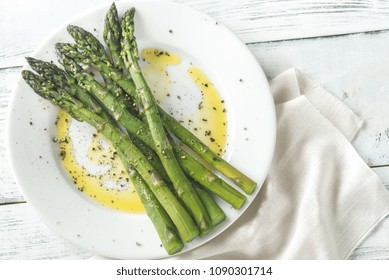 Cooked Asparagus On The Plate