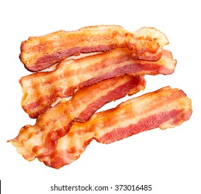 Cooked Bacon Rashers Isolated On White