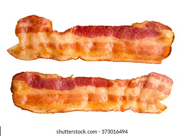 Cooked Bacon Rashers Isolated On White