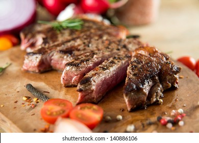 Cooked Beef  Steak with Vegetables and Spices