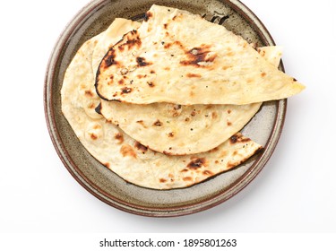 Cooked Butter Naan Indian Bread On A Plate 