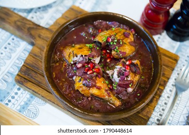 Cooked Chicken In Pomegranate Sauce