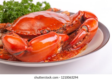 Cooked Crab On A White Background. 