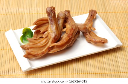 Cooked Duck Feet On White Background