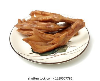 Cooked Duck Feet On White Background