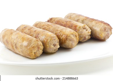 Cooked Fried Italian Sausage Links Isolated On White