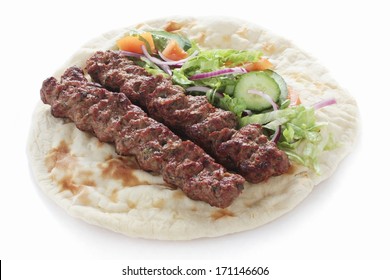 Cooked Indian Chicken Lamb Shish Kofte Kofta Kebab Naan