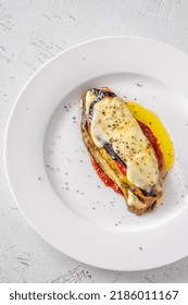 Cooked Italian Eggplant Parmigiana On The Plate