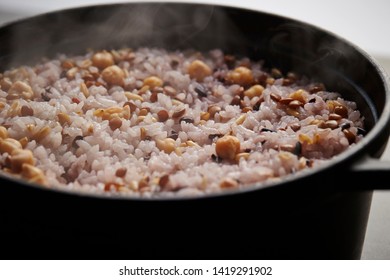 Cooked Multi Grain Rice In Pot 