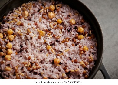 Cooked Multi Grain Rice In Pot 