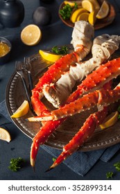 Cooked Organic Alaskan King Crab Legs With Butter