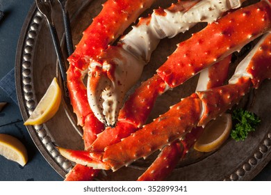 Cooked Organic Alaskan King Crab Legs With Butter