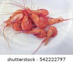 Cooked prawns, Palaemon serratus, served on a plate