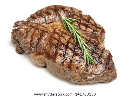 Cooked rib-eye steak