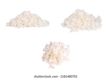 cooked rice isolated on white background pile.