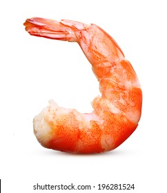 Cooked Shrimp Isolated On White Background.