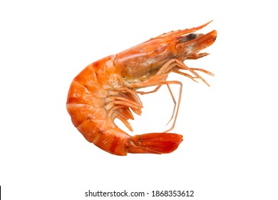 Cooked shrimp without tentacles isolated on white background