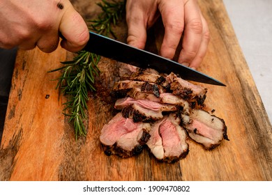 Cooked, Sliced Lamb Rump Which Has Been Grilled