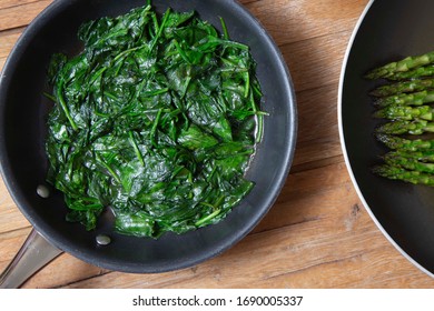 Cooked Spinach In A Pan