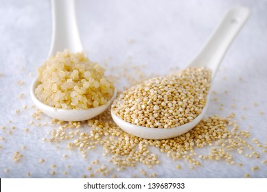 Cooked And Uncooked Quinoa