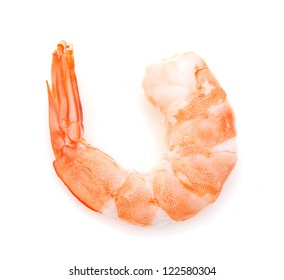 Cooked unshelled tiger shrimps isolated on white