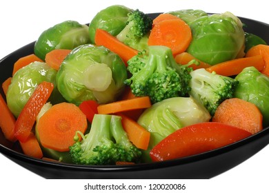 Cooked Vegetables In Black Plate