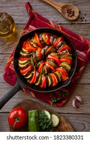 Cooked Vegetables In Frying Pan, French Ratatouille, Vegetable Dish
