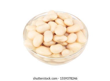 Cooked White Beans In Bowl Isolated On White