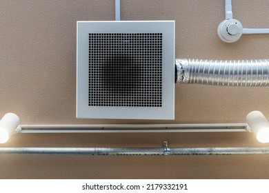 Cooker Hood On The Ceiling In The Restaurant.