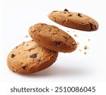 cookie, bite, background, food, isolated, chocolate, white, creative, candy, dessert, sugar, meal, snack, eating, pastry, biscuit, calories, sweet, chips, biscuits, crisp, motion, flying, baked goods,