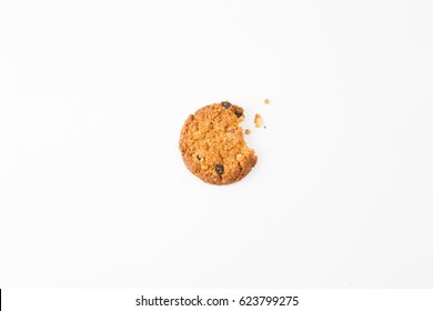 Cookie With A Bite On White Background 