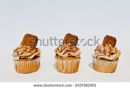 Cookie butter cupcakes with cookie butter buttercream, cookie butter drizzles, and Biscoff cookies