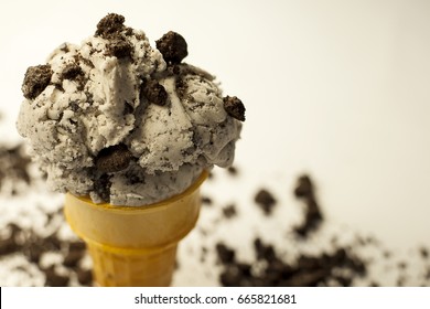 Cookie And Cream Ice Cream On A Cone