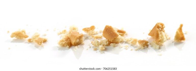 Cookie Crumbs Macro Isolated On White Background