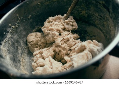 Cookie Dough Mixing Bowl Close-up Shot