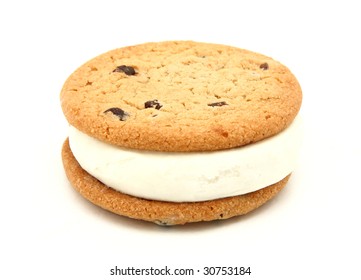 Cookie Ice Cream Sandwich Isolated On White