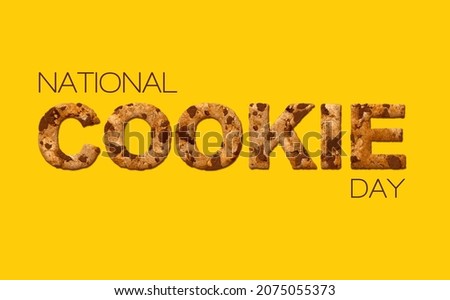 Cookie letters over yellow background. National cookie day banner
