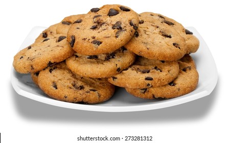 Cookie, Plate, Isolated.