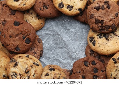 Cookies with chocolate chip assorted. Close up background. Top view. - Powered by Shutterstock