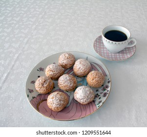 Cookies And Coffee On Table. Eating Alone. Indulge Yourself.